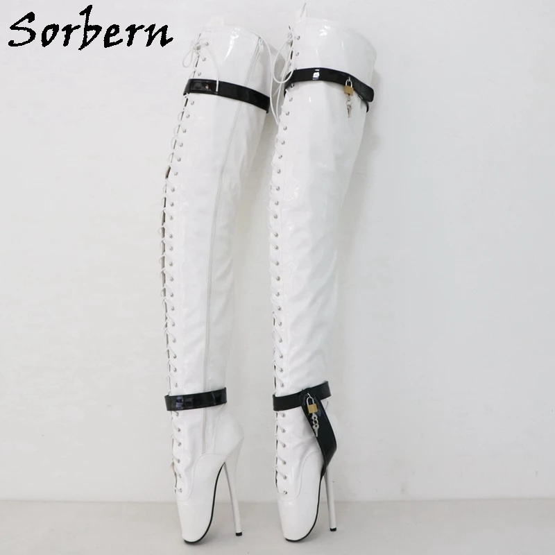 Sorbern 4 Locks Unisex Ballet Boots For Women Crotch Thigh Fetish Unisex Boot Custom Shaft Length Leg Width Bdsm Shoes