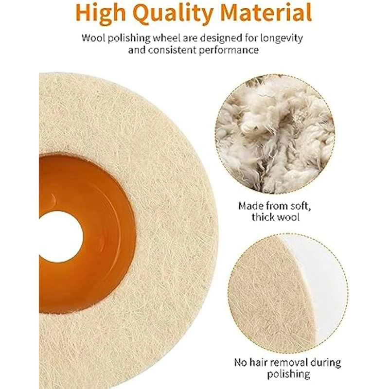 14 Piece Wool Felt Polishing Wheel Disc Wool Buffing Polishing 4 Inch Orange For 100 Angle Grinder, Wool Polishing Wheel