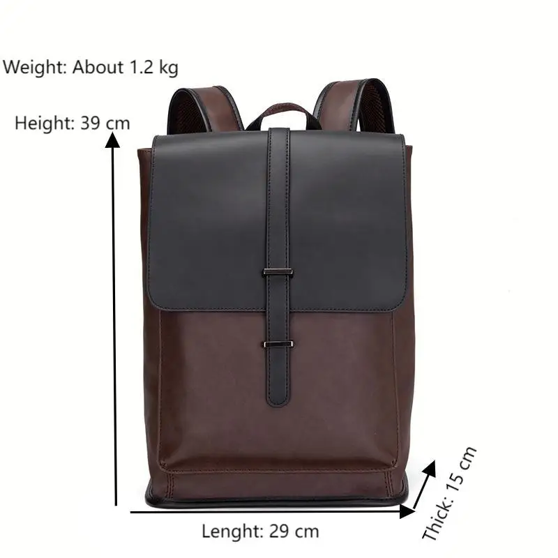 Vintage PU Leather Backpack for Men Fits 14 Inch Laptop Waterproof Large Capacity Overnight Daypack for Travel Business Work