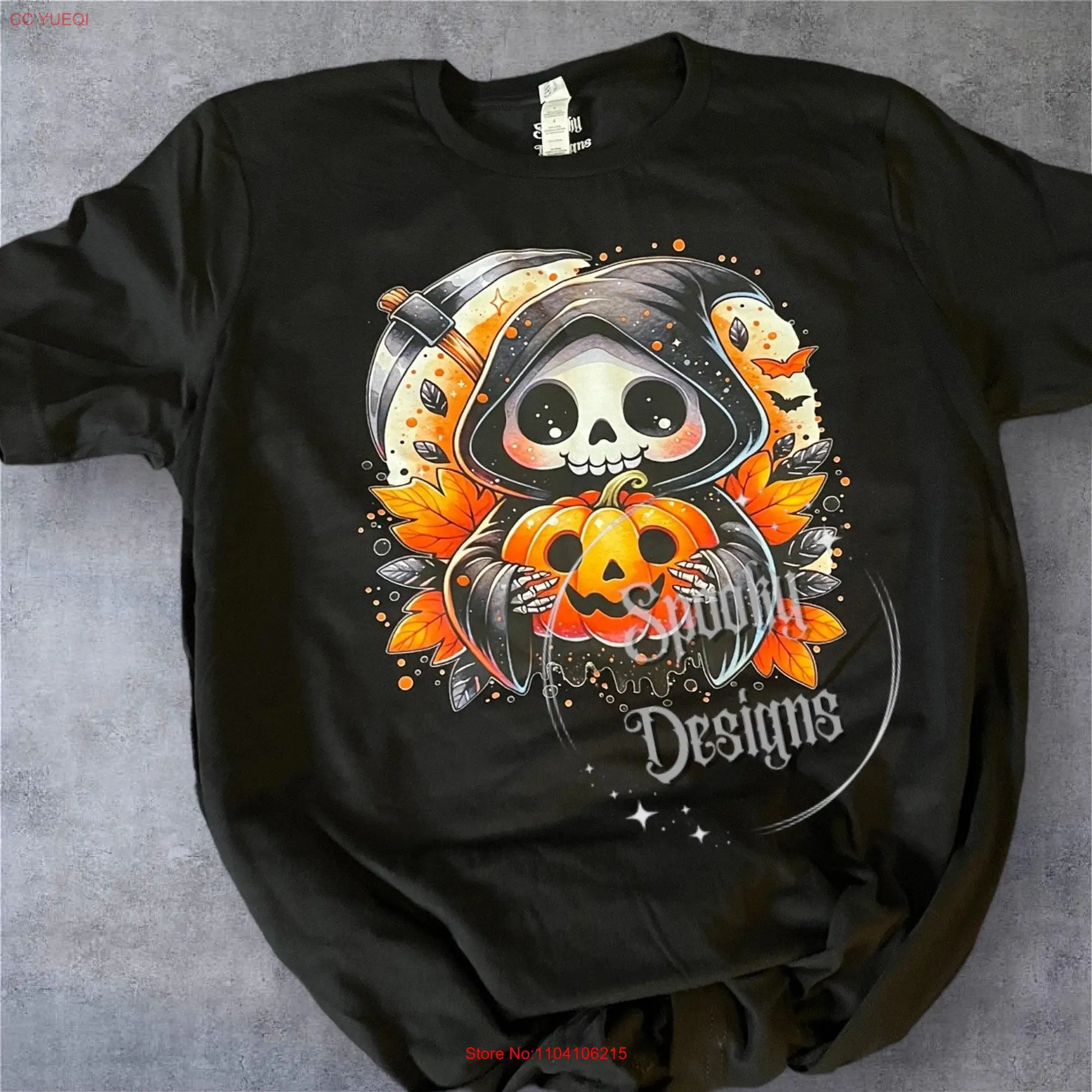 Pumpkin Reaper shirt hoodie tank top adult teen kids babies crop unisex spooky Halloween autumn orange black grim kawaii bats