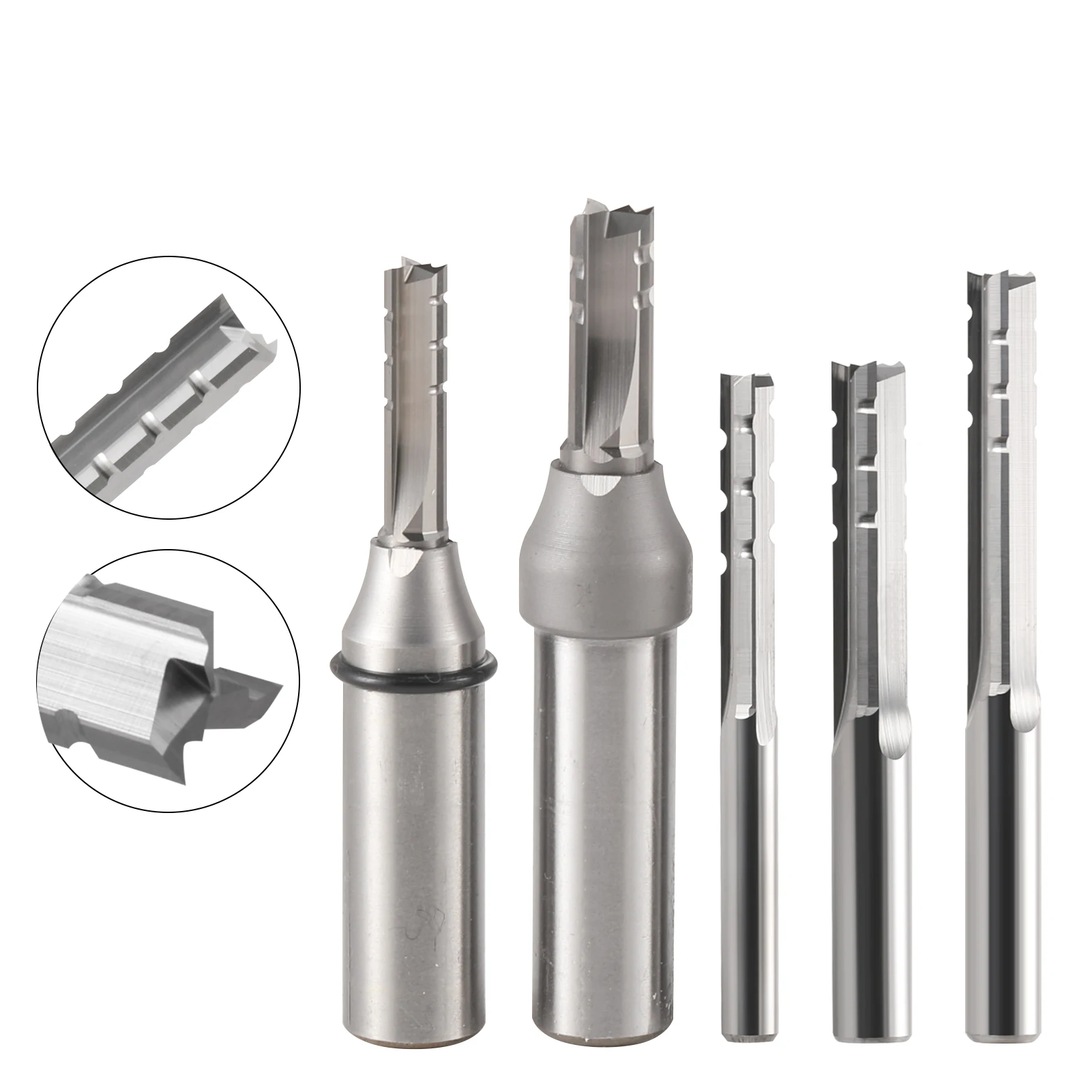 5Pcs 4mm 6mm 12.7mm TCT 3 Flutes File Tooth Straight Groove Milling Cutter Wood Cutter Tools Carving Machine Router Bit