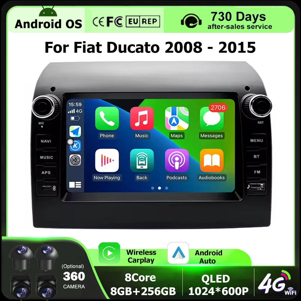 Android 16 Auto For Fiat Ducato 2008-2015 Car Radio Multimedia Player GPS Navigation Wireless CarPlay BT DSP 7 Inch Touch Screen