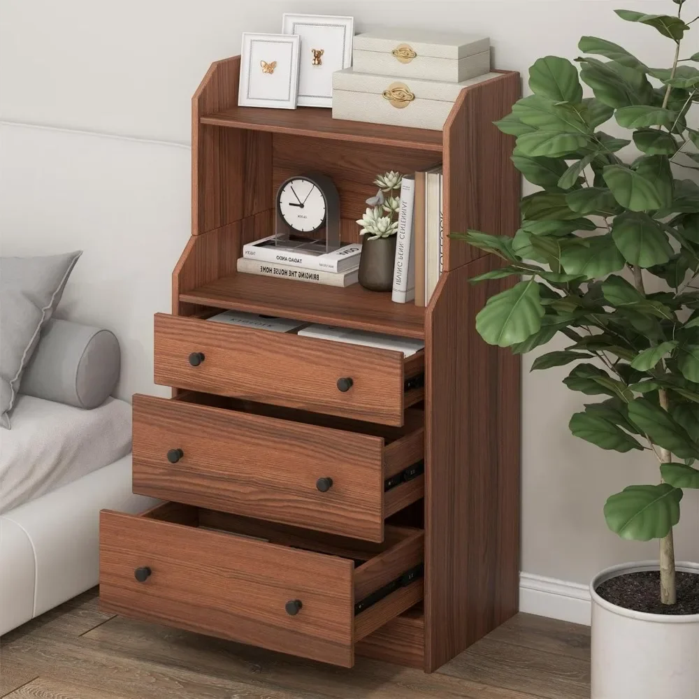 

3 Drawers with Shelves, 2 Open Shelves, Drawer Box with Anti Tipping Device