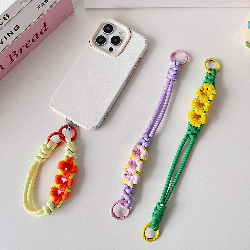 Phone Charm ins Trendy Braided Handmade Lanyard Kettle Gift Rope Phone Case Anti-lost Key Chain Mobile Phone Rope Phone Strap