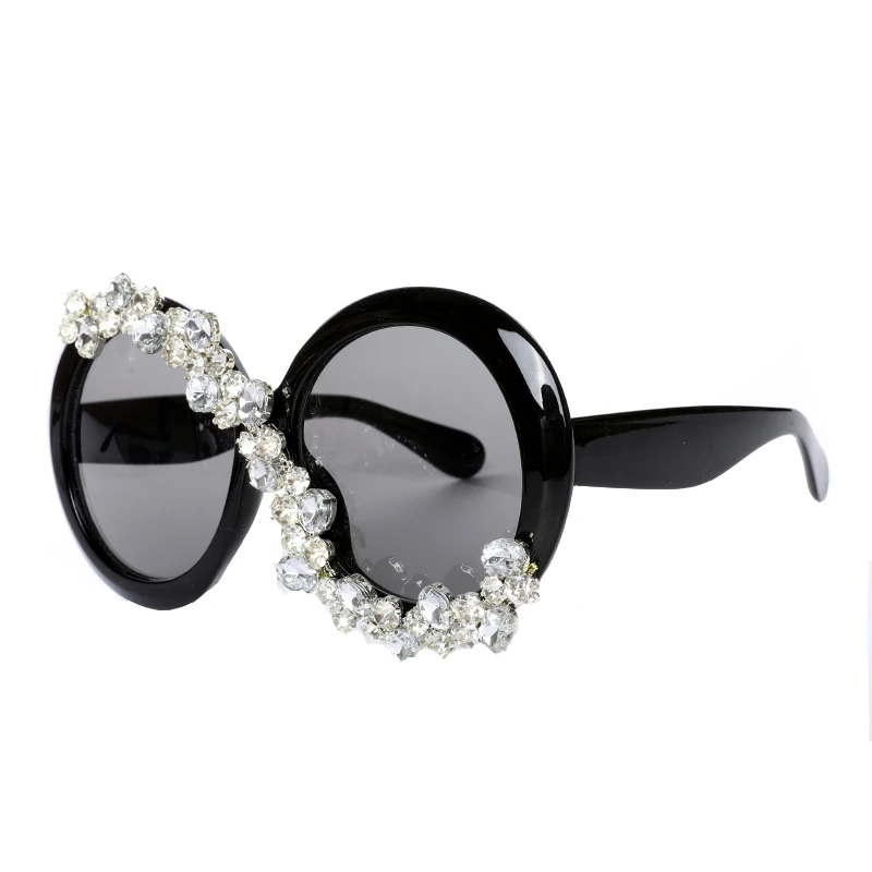 Occhiali da sole da sposa rotondi BlingBling con montatura grande con occhiali da sole con diamanti di design di lusso in pietra Gafas De Sol