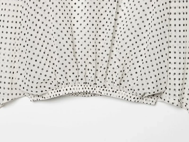 MUJER Polka Dot Blusen Damen Halbtransparente Blusen und Röcke Set Urlaubs-Strand-Tops für Frauen Langarm Casual Blusen – Detail 10