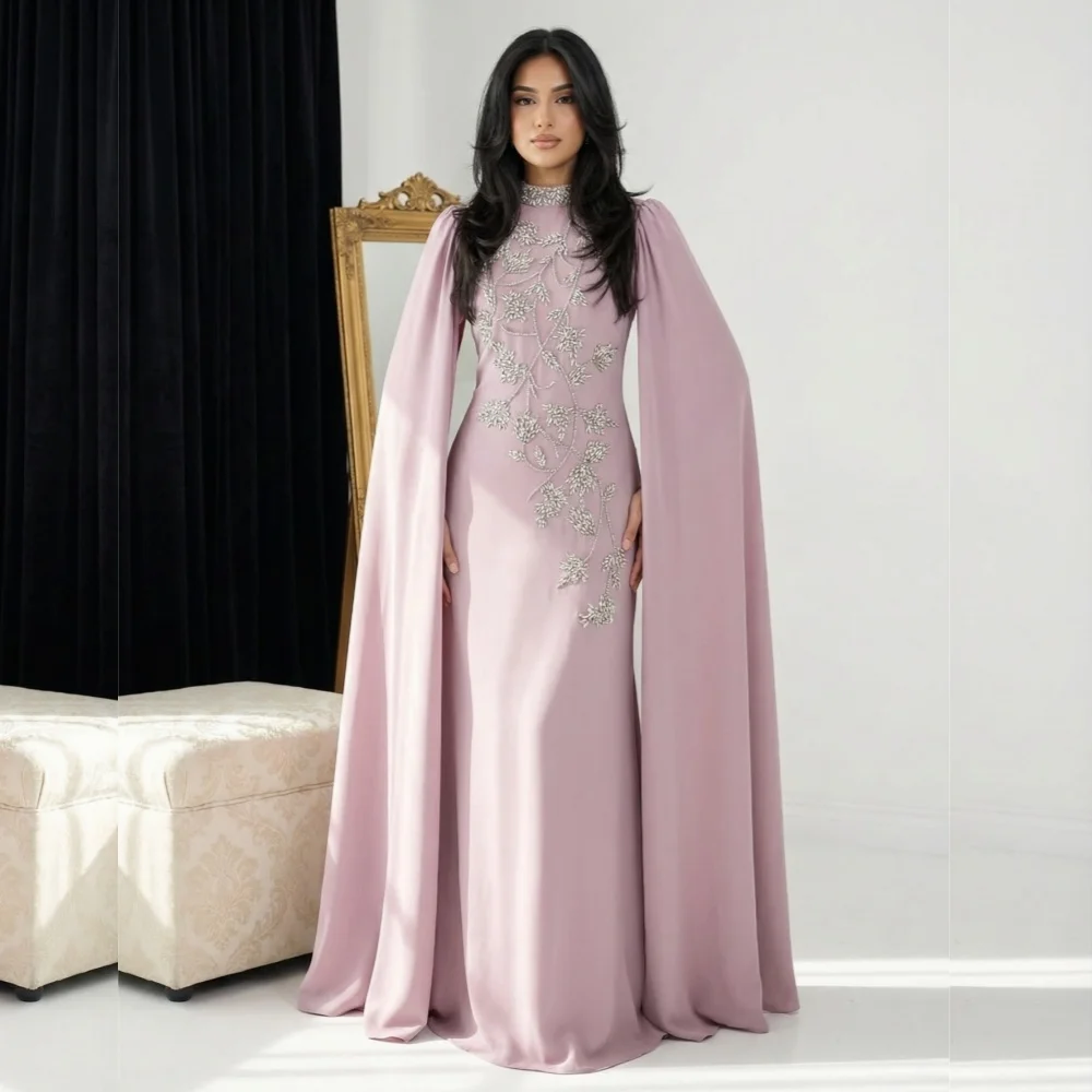 

Customized Rhinestone Glitter Classic Evening Gowns High Collar Trumpet Long Dresses Bespoke Occasion Elegant Party Wedding