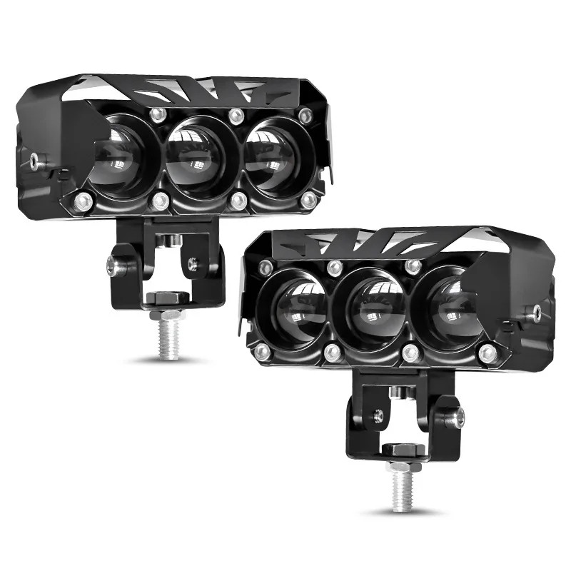 For Motorcycle Hot Selling LED Spotlight External Lamp High Low Beam White Yellow Dual Color Headlight  with Cooling Fan
