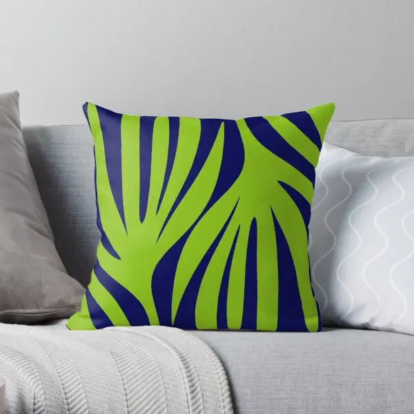 Maldives Abstract Leaves Pattern In Lime  Printing Throw Pillow Cover Bedroom Fashion Wedding Anime Pillows not include One Side