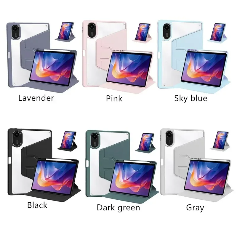 

Акриловый вращающийся чехол для Xiaomi Redmi Pad2 11 дюймов Smart Stand Clear Back Funda Redmi Pad 2 2025 Чехол для планшета с держателем для карандашей