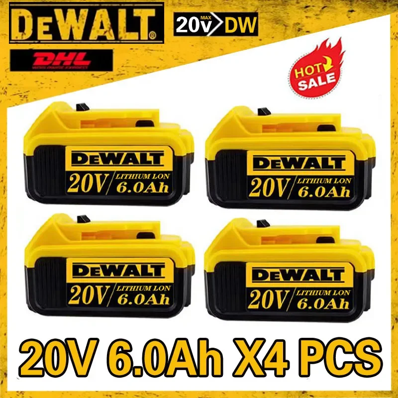 Original Screwdriver Battery Dewalt 20v DCF850 DCF887 Tools Compatible DCB200 DCB182 DCB609 DCB184 Batteries 6.0Ah DCB112 DCB102