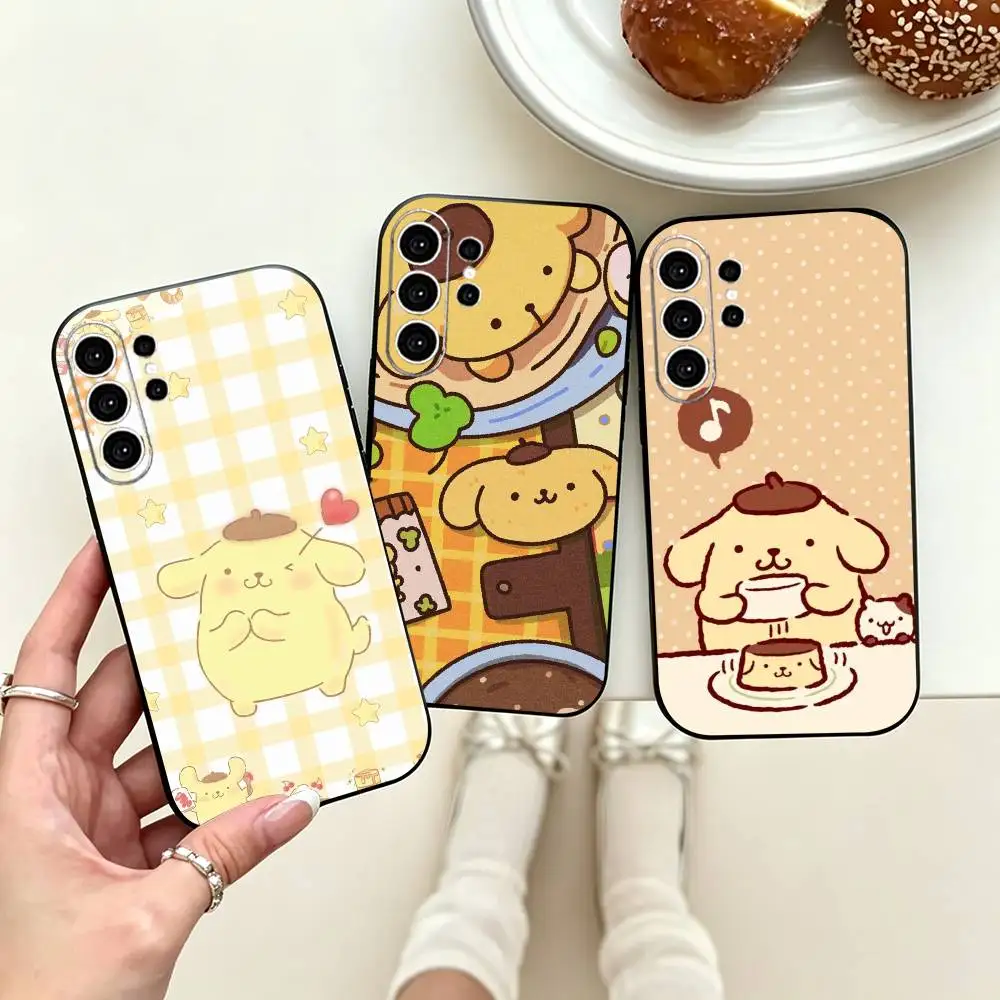 Cartoon P-Pompompurins Cute  Phone Case For Samsung S25,S24,S21,S22,S23,S30,Ultra,S20,Plus,Fe,Lite,Note,10,Black Cover