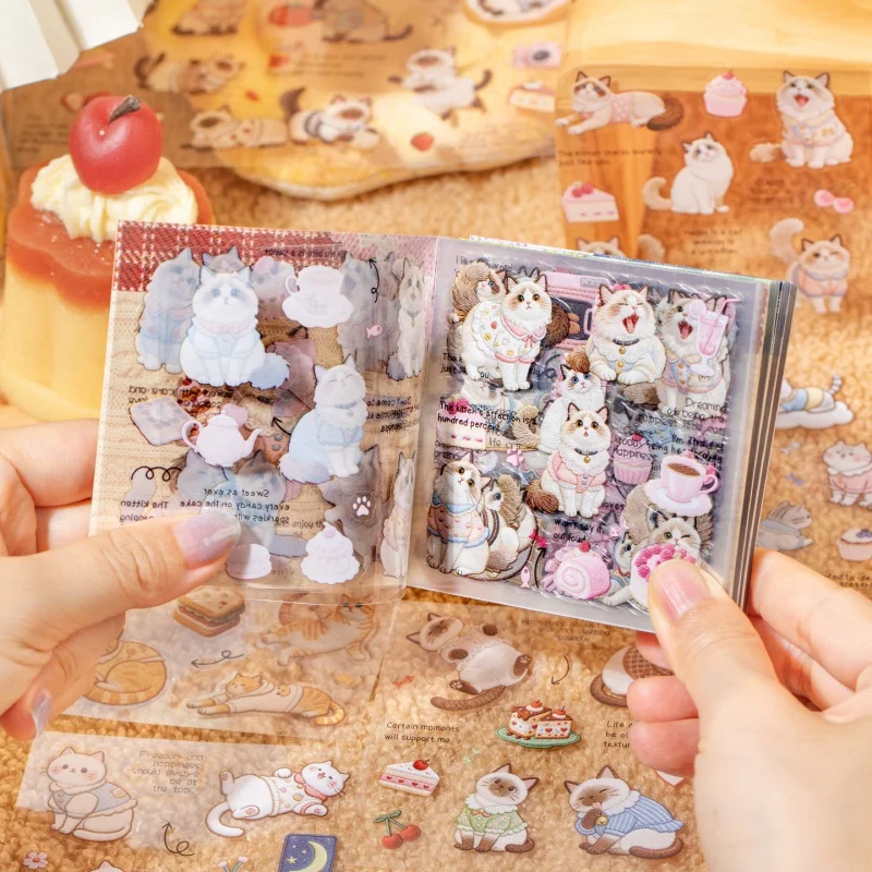 12set/lot Kawaii Cat Stickers Set Cute Scrapbooking DIY Diary Decorative Stationery Sticker Album Stick Label