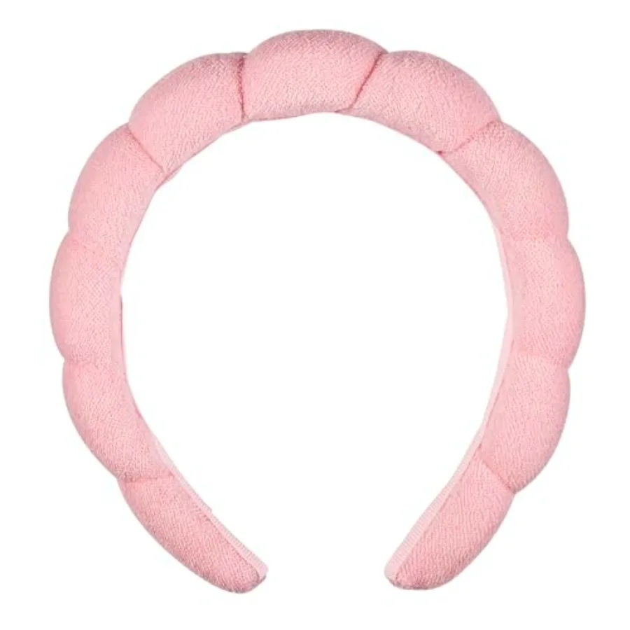 

Spa Makeup and Face Washing Headband, Pink Bubble Design, 1 Count, Ultra-Absorbent Microfiber Headband for Washing Face, Soft T