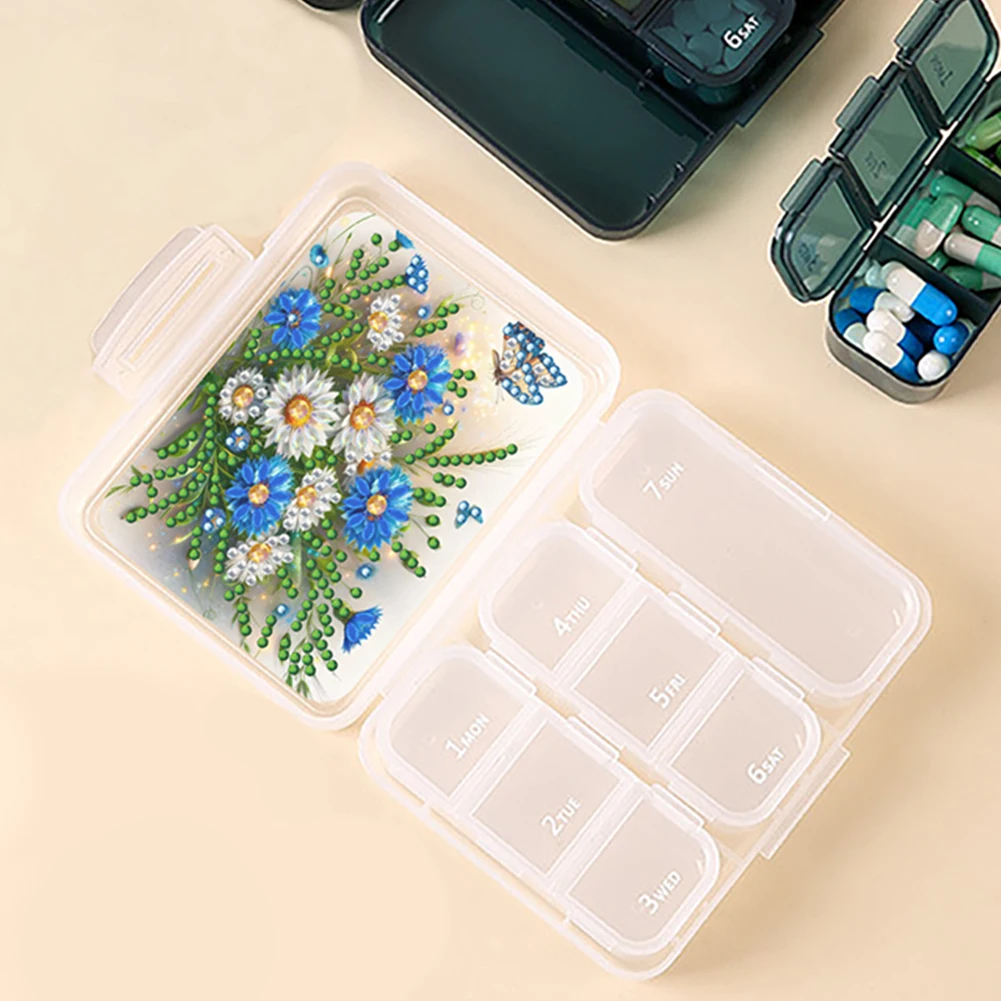 

Flowers Grass Pill Storage Box Diamond Painting Pill Case for Art Craft