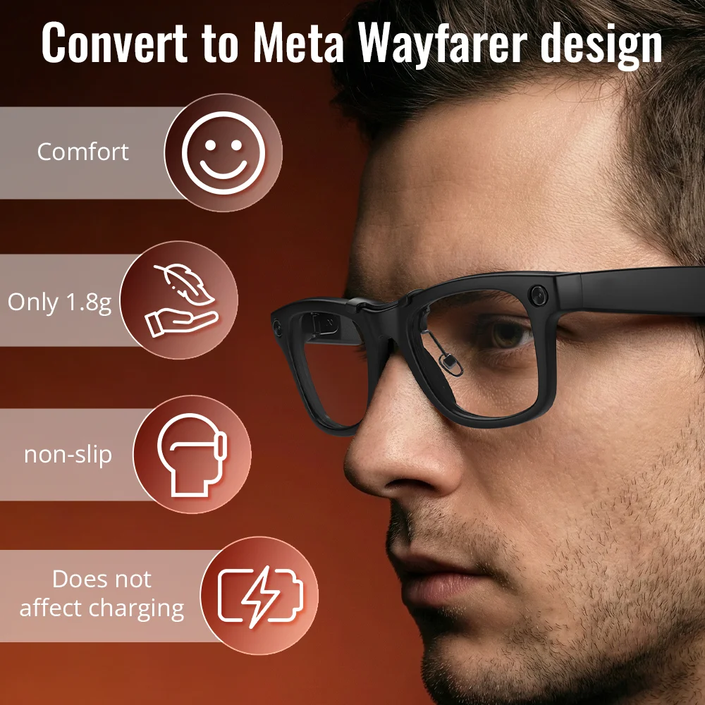 HIBloks Silikonowe Nakładki na Noski do Okularów Ray-Ban Meta Wayfarer Gen1 & Gen 2, Akcesoria do Inteligentnych Okularów, Antypoślizgowe Klipsy na Nos — zdjęcie produktu 4