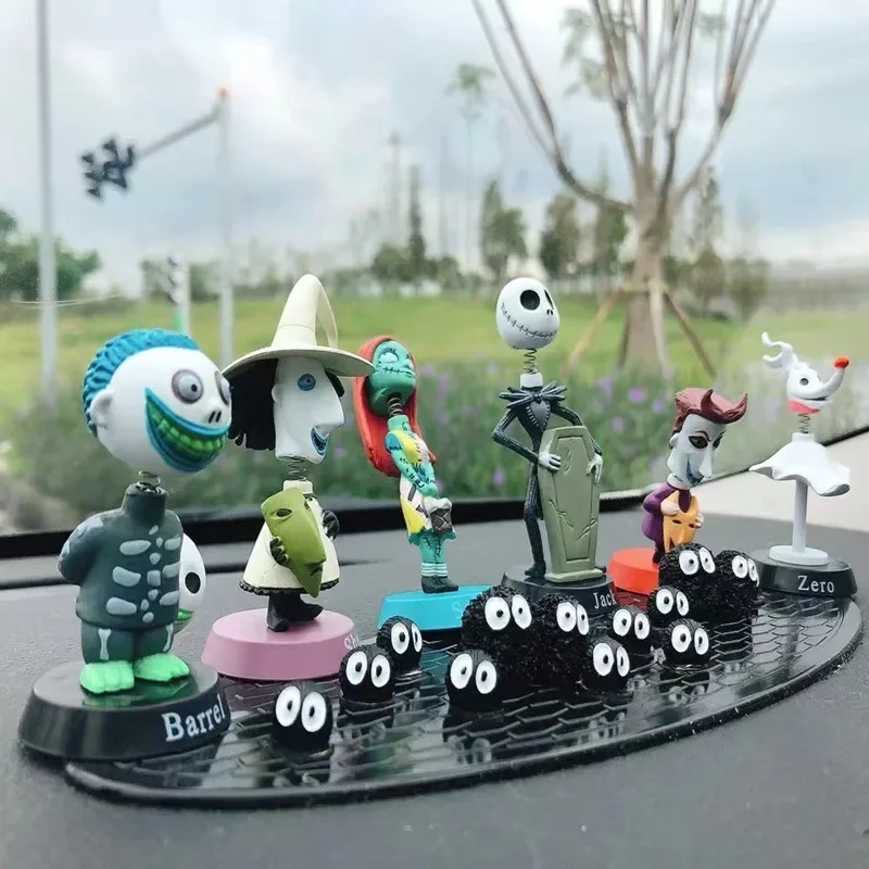 6pcs/lot The Nightmare Before Christmas Jack Shock Sally Zero Lock figure Bobblehead Shaking head statue Car ornament decor gift