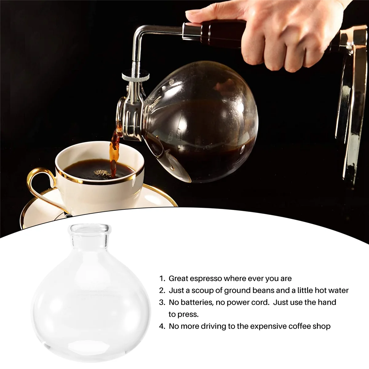 Accessori per pentole per sifone da caffè TCA-3/5Cup sifone in vetro di alta qualità caffettiera sottovuoto parti sostituire (B)