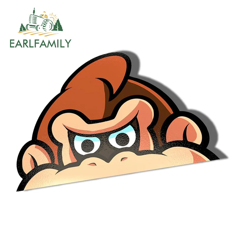 EARLFAMILY 13cm for Donkey Kong Arcade Peek Car Sticker Air Conditioner Decal Creative Caravan Personality Windshield Decoration