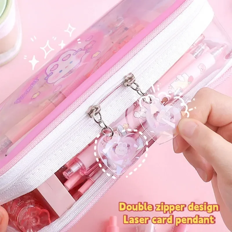 Große Kapazität Feder mäppchen transparente Organizer Stift Box koreanische Tasche für Mädchen kawaii Briefpapier liefert Zubehör