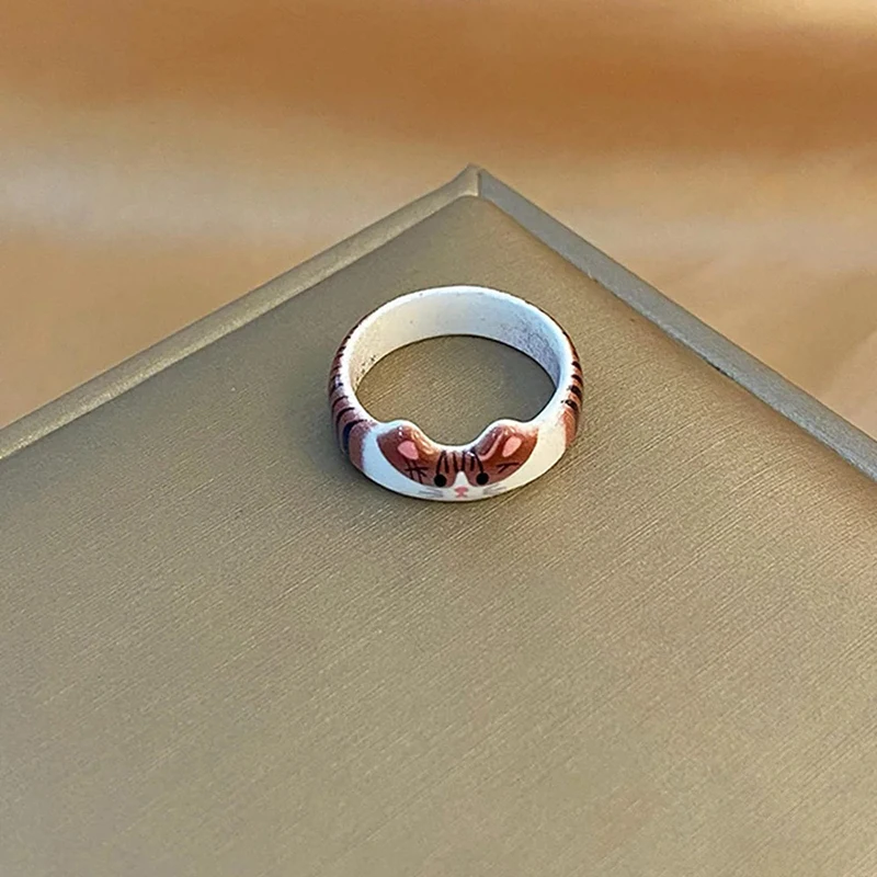 خاتم نسائي عصري ومبتكر لطيف على شكل قطة قطرة صقيل هدية عيد الحب للعام الجديد #2