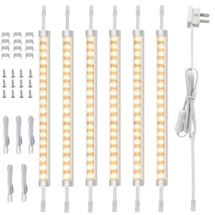 Under Cabinet Lighting, Dimmable 12 inch Under Counter Lights, 120V Plug in and Hardwired, Linkable LED Closet Lights for Kitch
