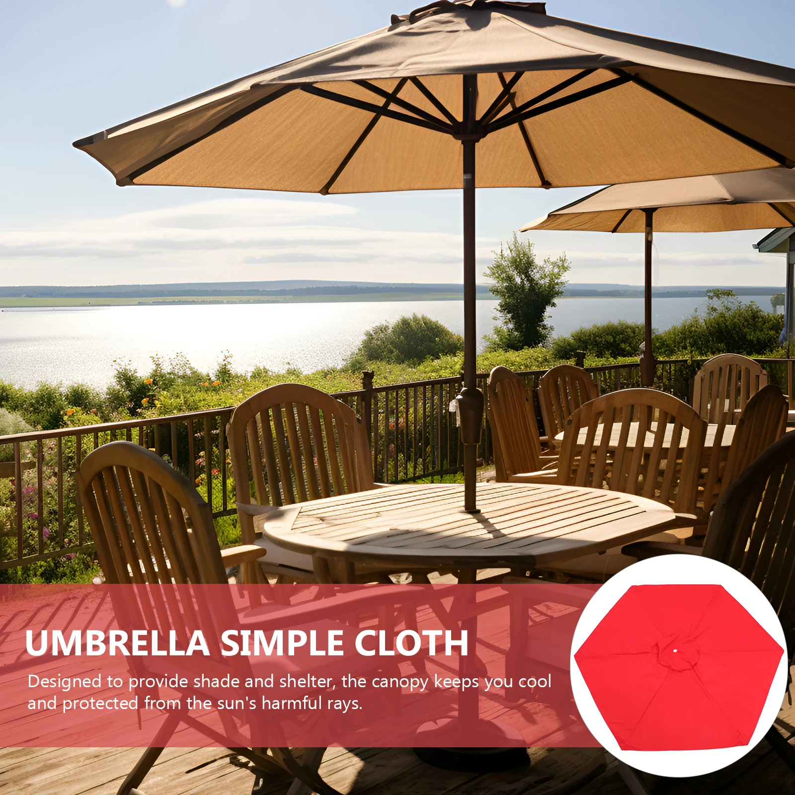 

Outdoor Shade Parasol 2m Diameter Windproof Canopy Rain Proof Patio Replacement Garden Umbrella Cloth Yard Cover