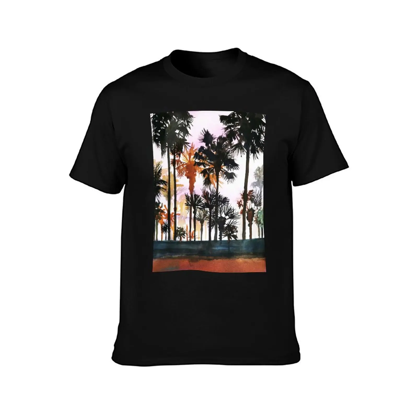 California dream palm trees sunset strip T-Shirt Summer Casual Cotton Tee Oversized Streetwear Tops Vintage Graphic Print