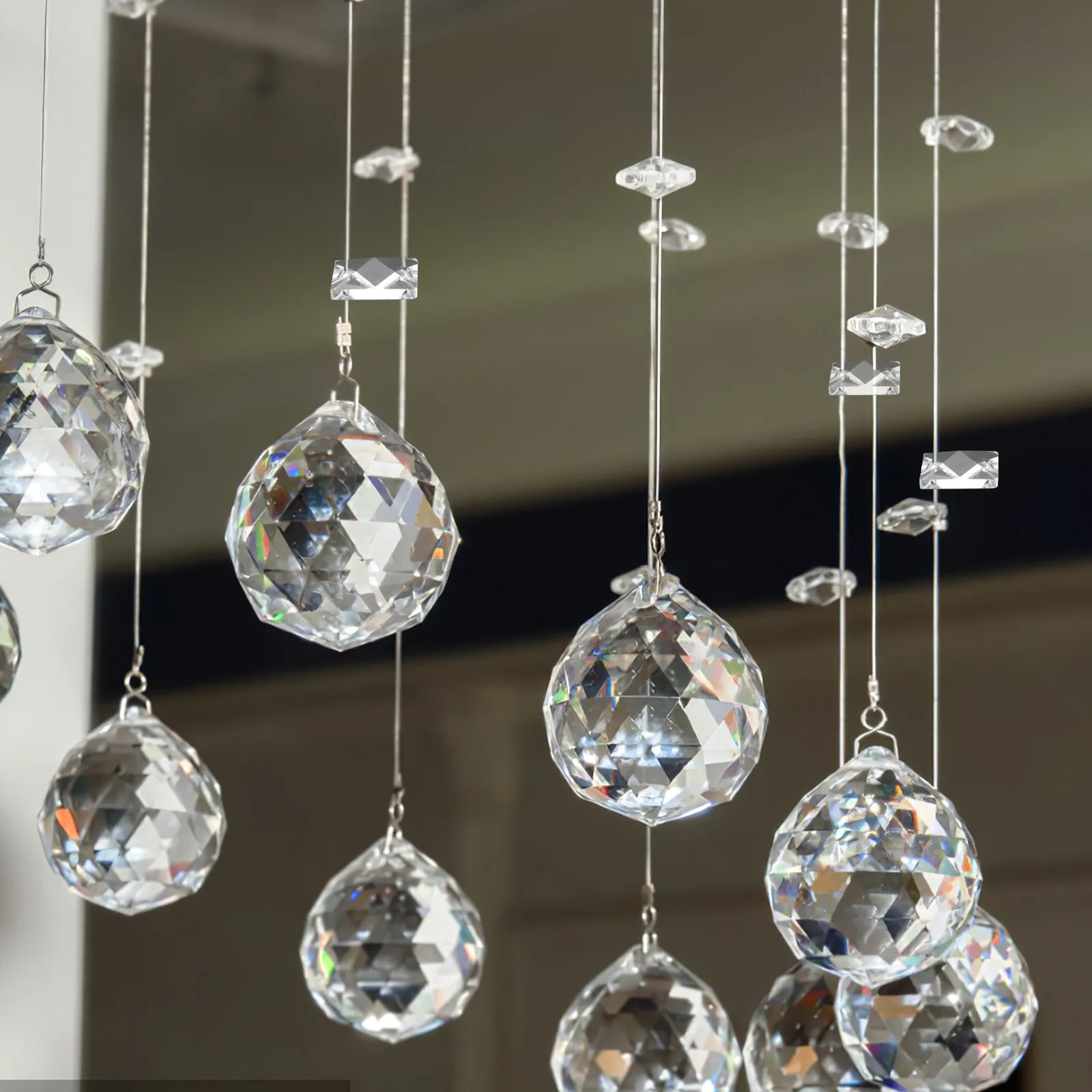 10Pcs Crystal Pendant Hanging Ornaments Acrylic Chandelier Prisms Drops Wedding Decoration DIY Chandelier Crystals Replacement