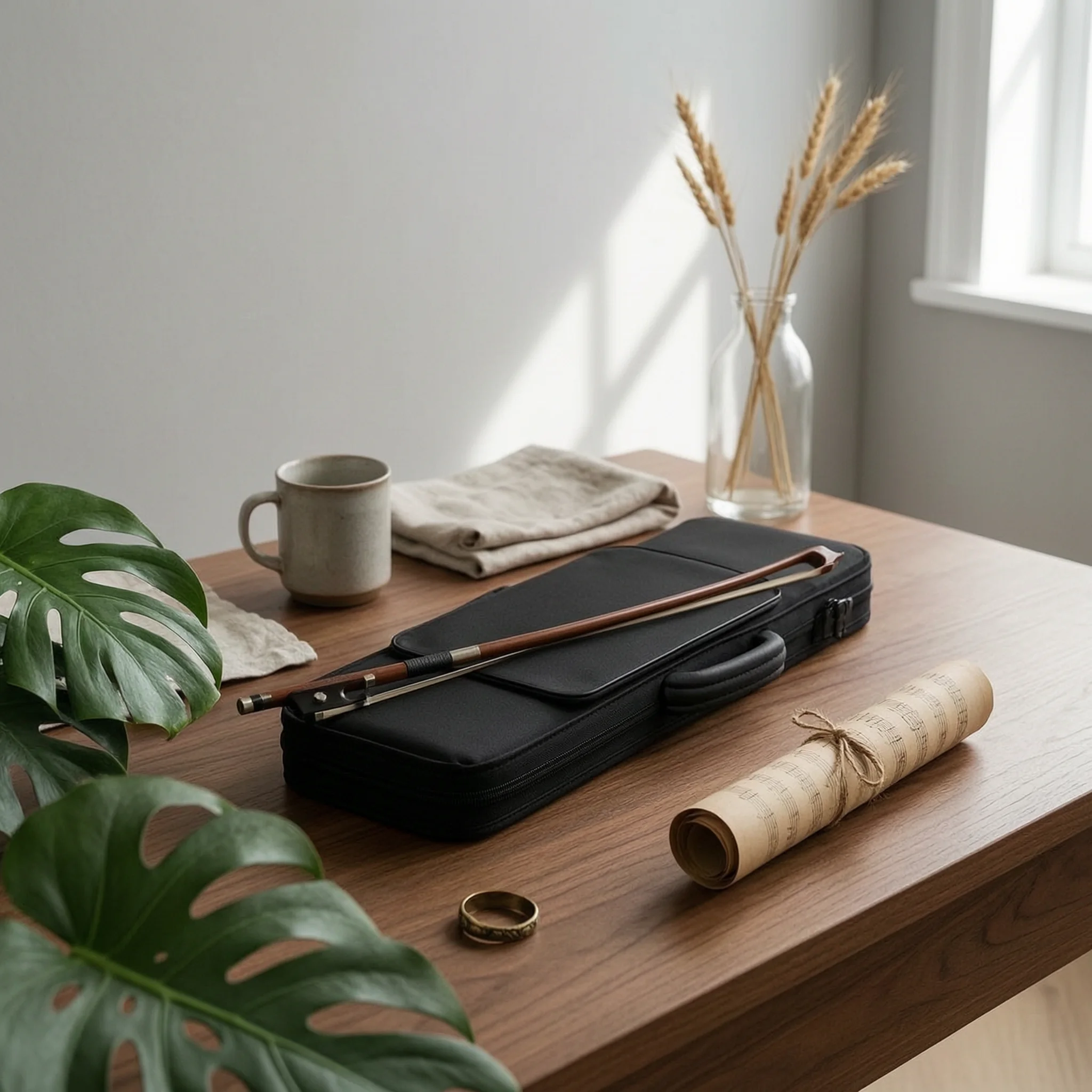 Violin Case Oxford Cloth Hard-Shell Violin Case String Instrument Carrier Front Pocket Musical Storage Long-Lasting