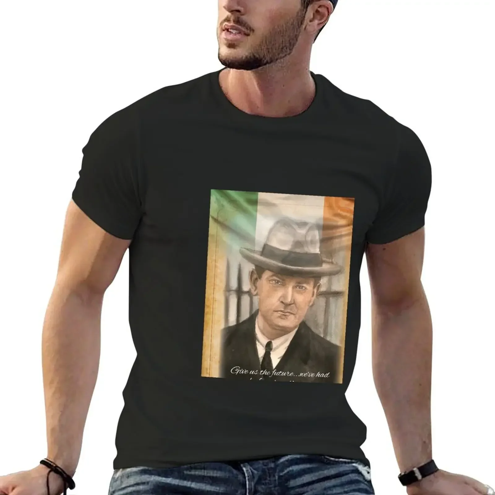 Michael Collins Portrait Wall Art T-Shirt quick drying summer tops mens graphic t-shirts