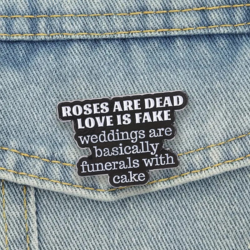 Anti-Valentine Enamel Pins Weddings Are Funerals With Cake Brooches Lapel Badge Sarcastic Jewelry Accessory Gifts For Friends