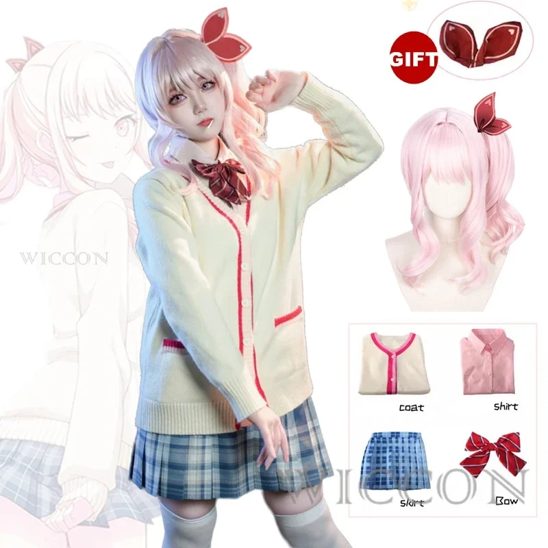 Spiel Anime Projekt Sekai bunte Bühne Akiyama Mizuki Cosplay Kostüm Mädchen täglich Kostüm rosa Perücke täglich Set Karneval Halloween