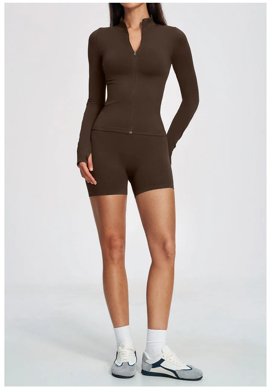 Yoga-Set 2-teilig, Sportbekleidung, nahtlose Yoga-Anzüge, Damen-Fitness-Trainingsanzüge mit langen Ärmeln, Sport-Gym-Shorts, ausgestellte Hosen – Detail 18