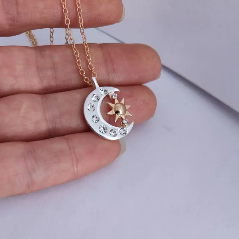 Colares bonitos com estrela do sol celestial e lua, presente para melhores amigos