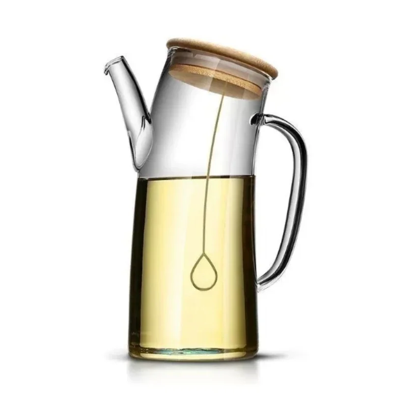 Household High Borosilicate Glass Oil Bottle Oblique Spout Large Capacity Kitchen Soy Vinegar Storage Container Anti Oil Stain