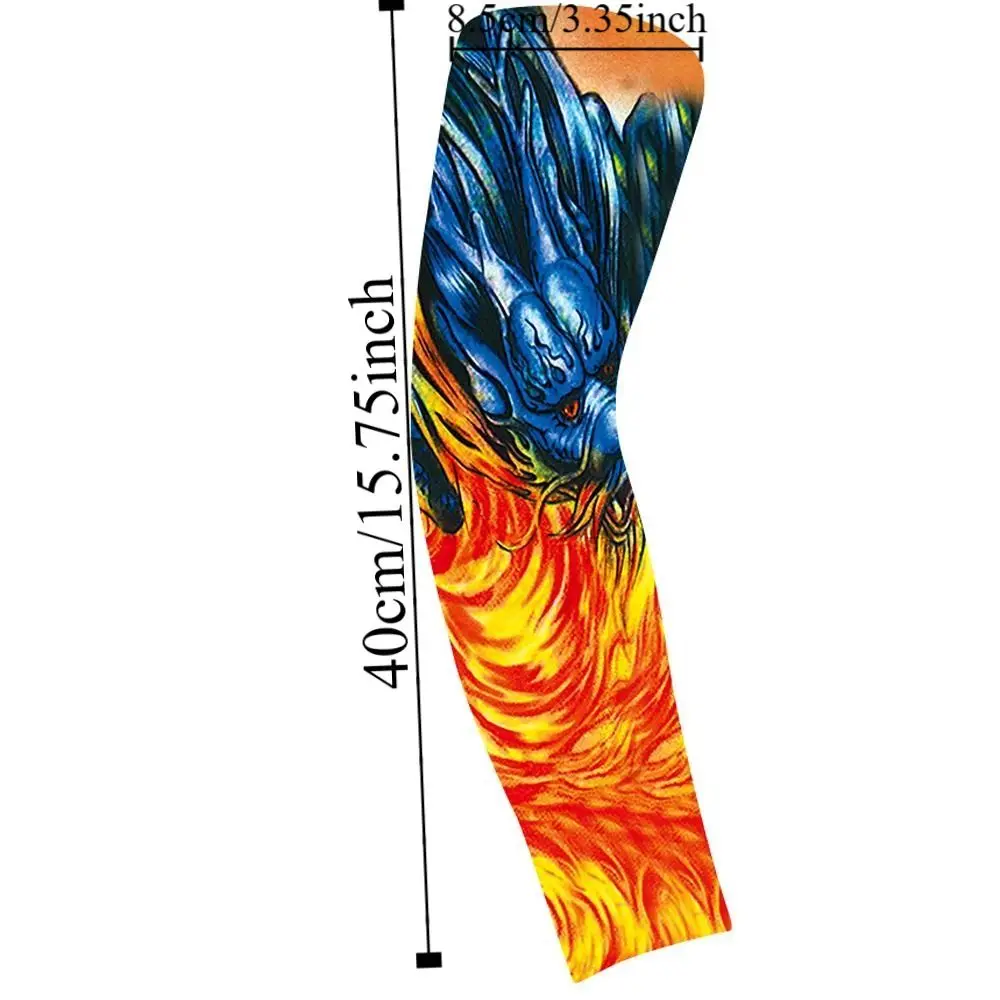 Flower Arm Pattern Flower Arm Tattoo Sleeve Breathable Thin Sun Protection Cover Elastic Seamless Ice Silk Arm Sleeve Driving