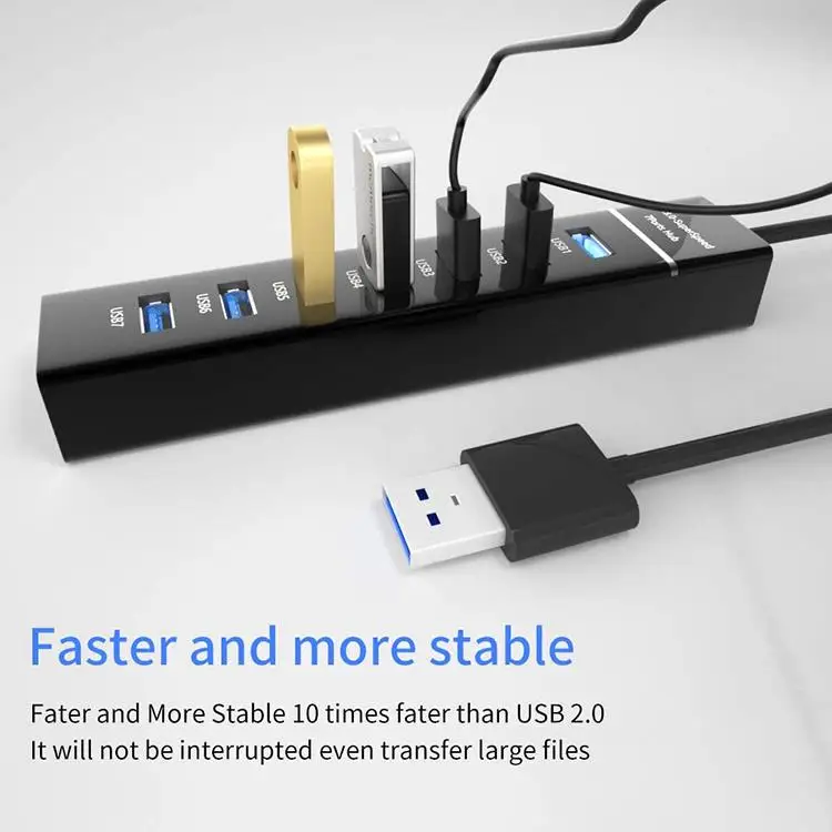 Usb 3.0 Hub Usb Splitter 7 Ports Multi Hub 3.0 2.0 With DC Power Supply Cable Port Computer Accessories For PC Desktop Laptop