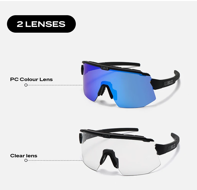 B BLIZ Breeze Premium Fahrradbrille UV400 – 2 HD-Linse, Unisex-Sportsonnenbrille für MTB, Rennen, Angeln, Laufen, Fahrradbrille – Detail 4
