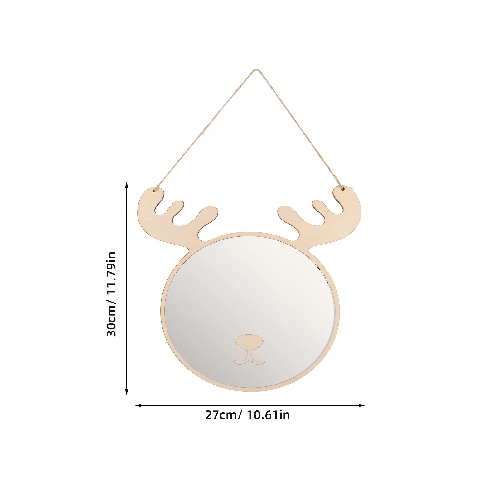 Wooden Deer Antler Wall Mirror Nordic Small Hanging Decorative Mirror for Nursery Bedroom Home Decor
