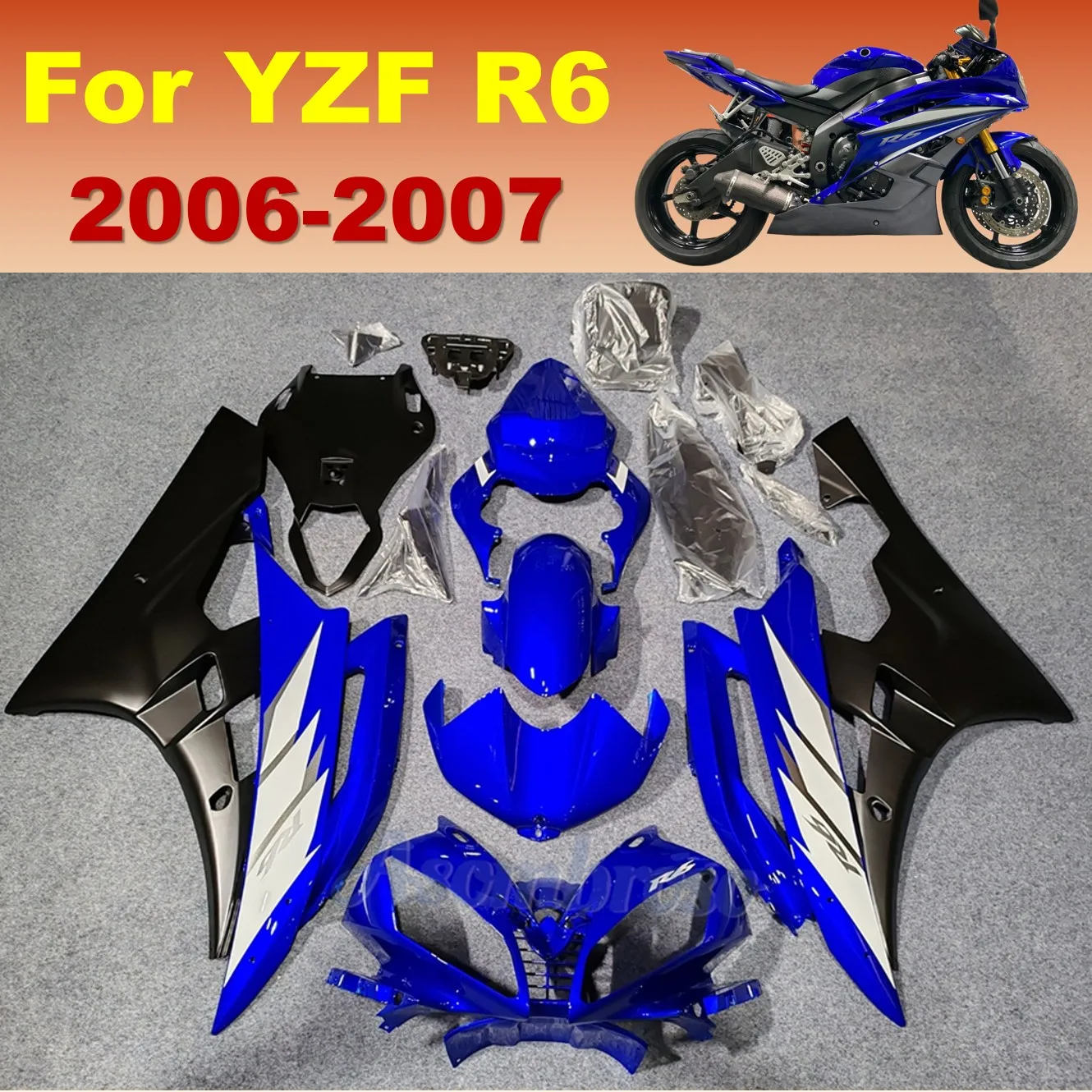 

For YAMAHA YZF R6 2006 2007 Fairing Kit ABS Plastic Injection Bodywork Set Custom Paint YZF-R6 06 07 RJ11