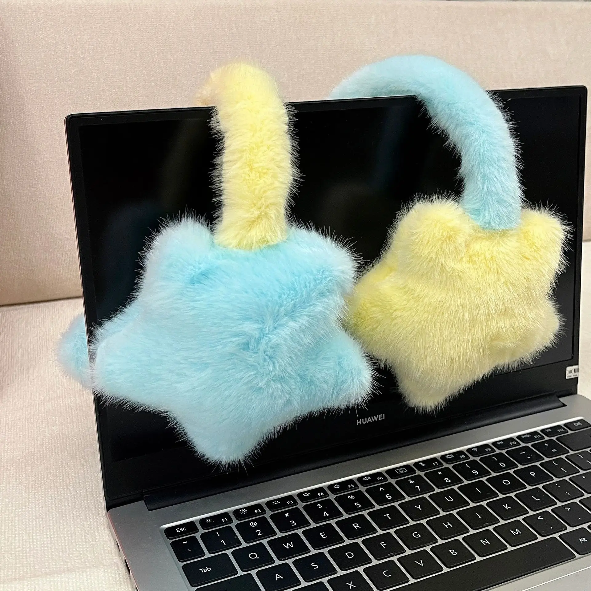 

Hot Dopamine Color Matching Earmuffs Fashion Cute Blue Yellow Star Shape Girl Woman Ear Ear Covers Sweet Clothes Accessories