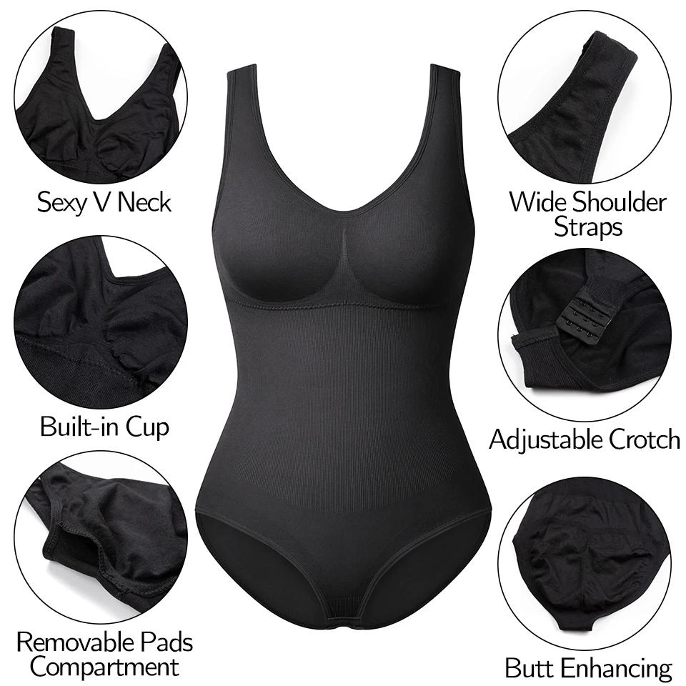 Women Shapewear Bodysuit Seamless Tummy Control Body Shaper Tank Tops Compression Shirts Waist Trainer Vest Slimming Underwear