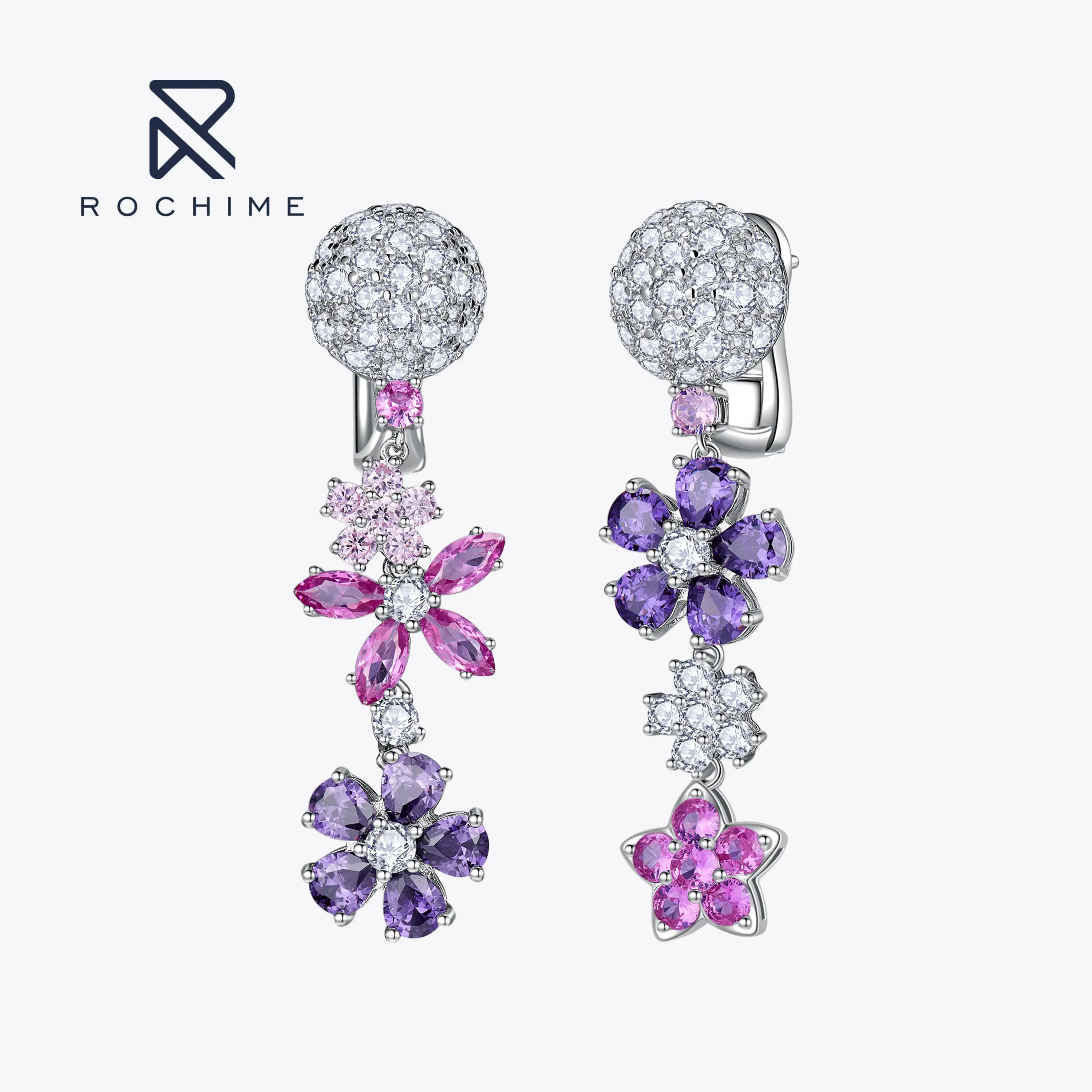 

Rochime Trendy Romantic Midsummer Gemstone Drop Earring 925 Silver Gold Plated Custom Fine Jewelry