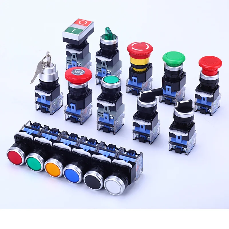 10PCS power button Metal buttons pc power button Rotary Switch Latching Self-Locking Power Start Switch 22mm 2/3 Position 1NO1NC