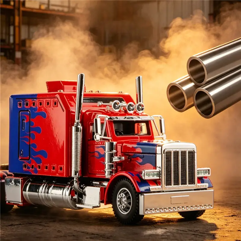 1：24 Alloy Heavy Semi Trailer Truck Head Car Diecasts Metal Container Truck Engineering Transport Vehicles Car Model Sound Light