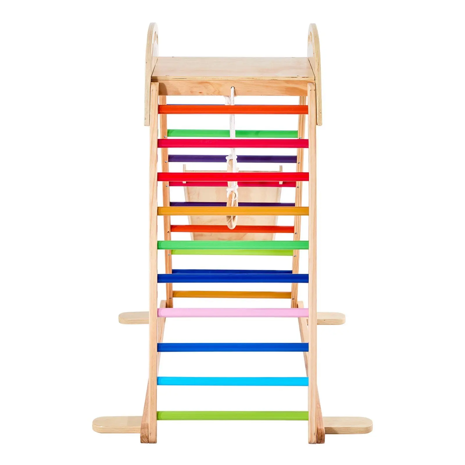 

Indoor Playground Jungle Gym 4-in-1 Wooden Indoor Playground Playset