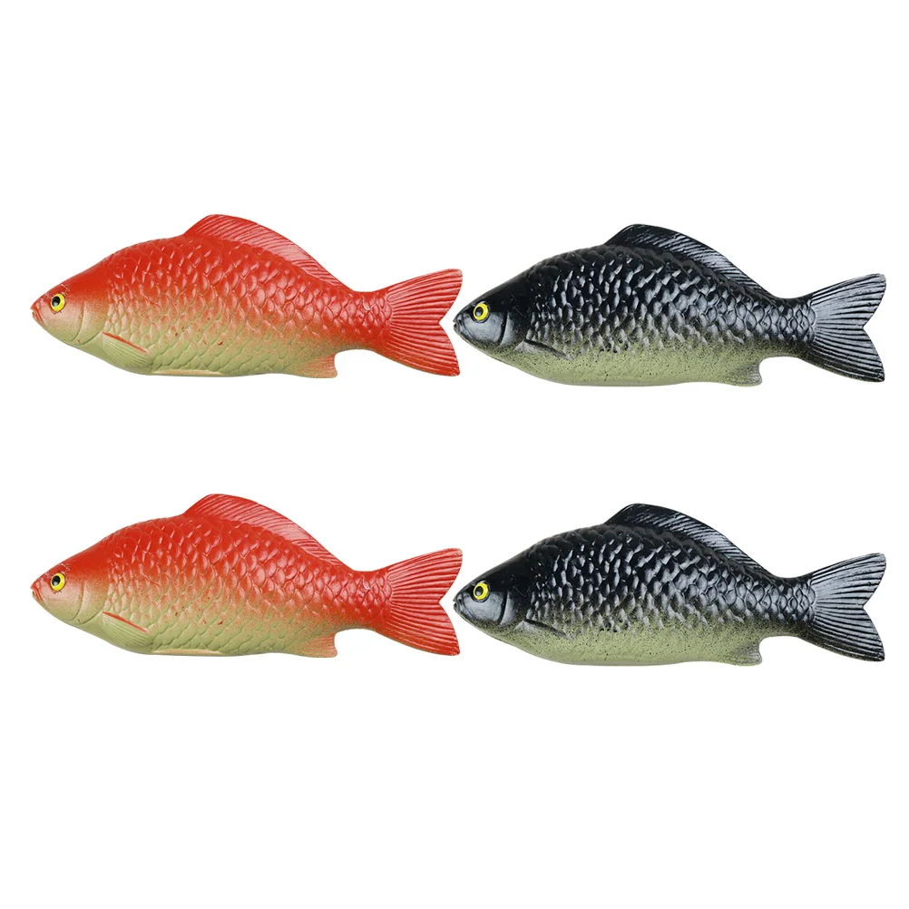 

4 Pcs Simulation Crucian Carp Model Artificial Fish Decor Simulated Kids Shape Ornament Desktop Pvc Home Toddler