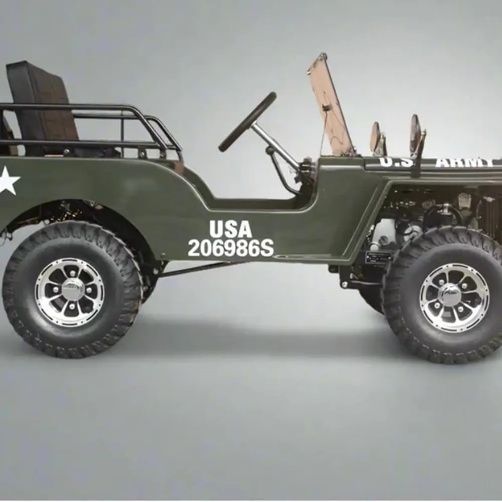 عربة الذهاب ذات الطراز العسكري 125 سي سي لجميع التضاريس باللون الأخضر العسكري مع إطارات من الكروم #2