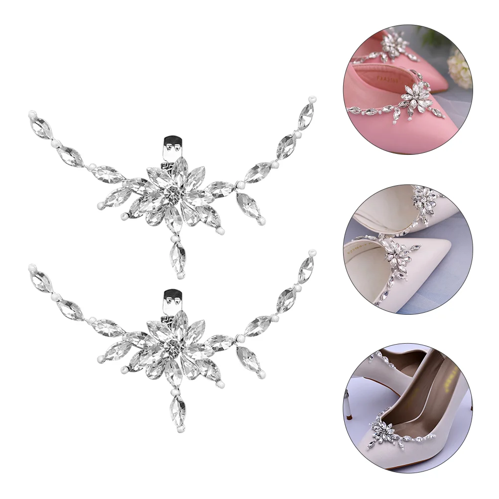 

Charm Shoe Clip Removable Ornament Silver Shoes Exquisite Buckles Adornment Zinc Alloy Block Heels for Women